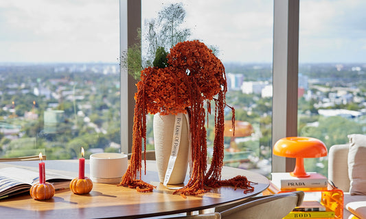 Get Inspired: Preserved Hydrangea & Amaranthus Set in Vase - Burnt Orange