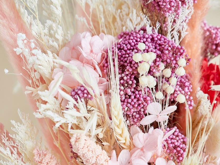 80 Stems Dried Pink Phalaris Wheat Grass - 17 Inch Wedding Flower Arrangement Decor