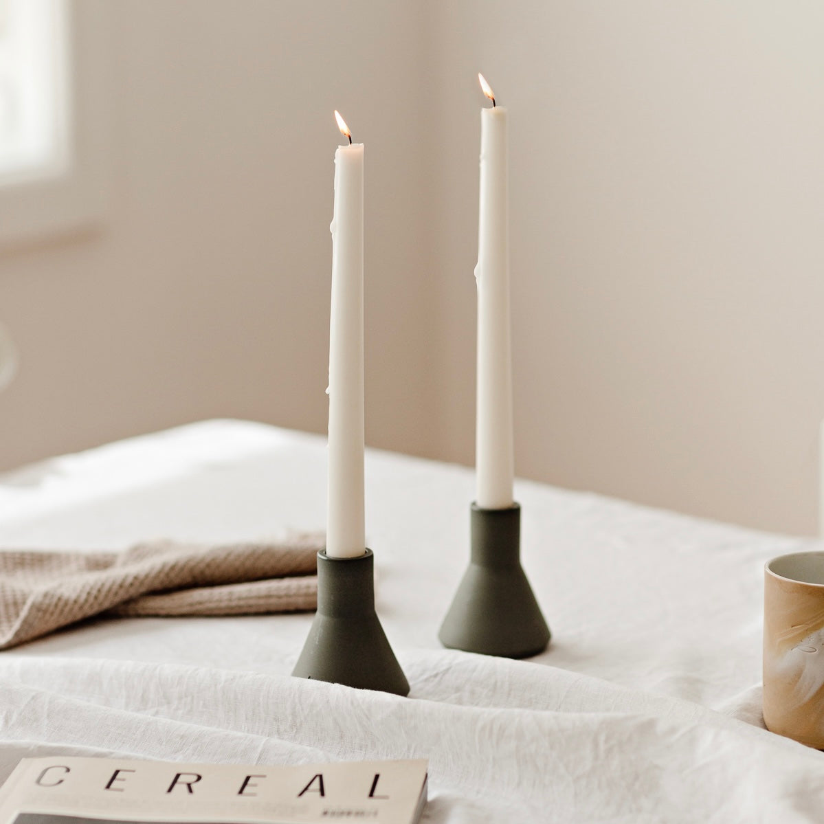 Taper Candles, Set of 4 - Milk White