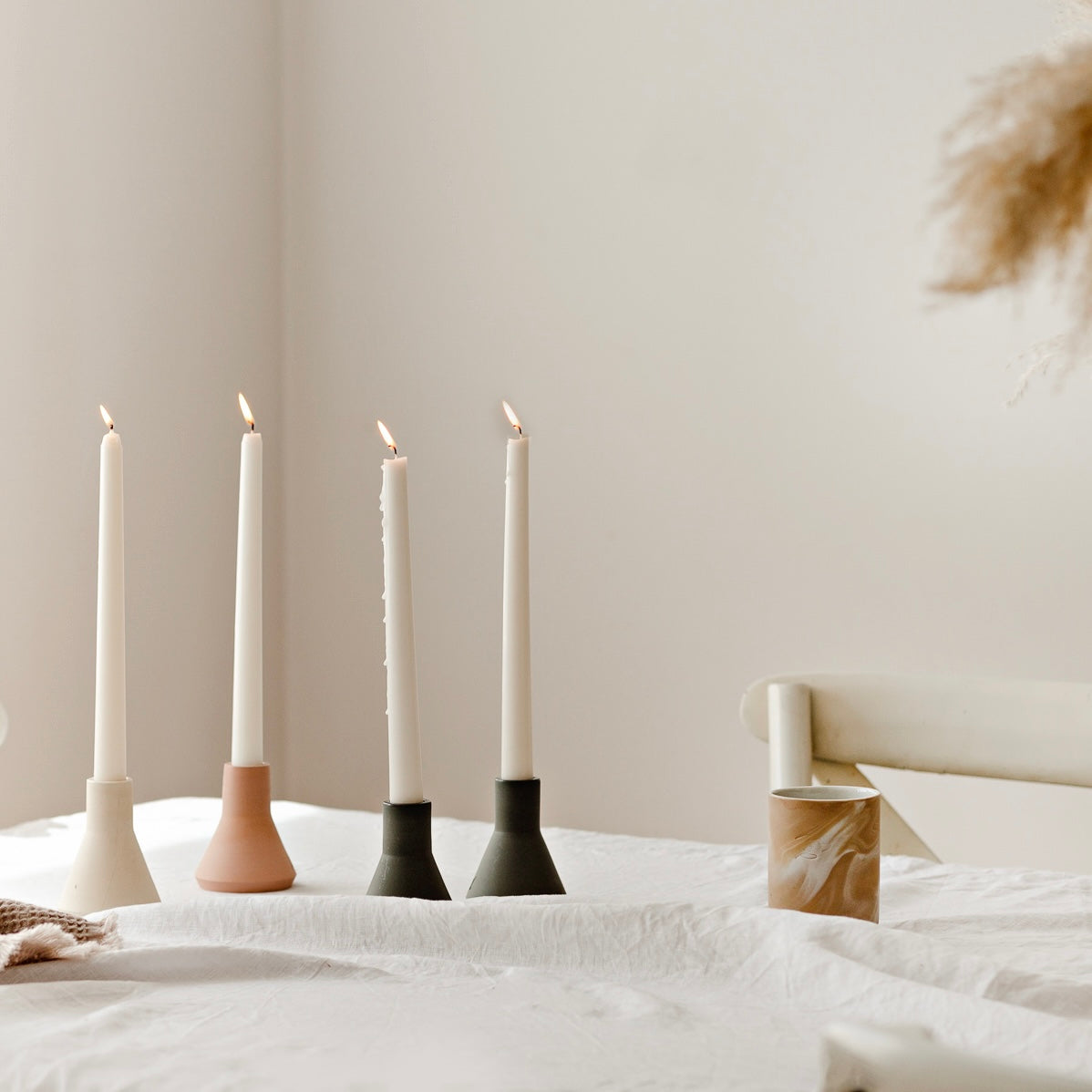 Taper Candles, Set of 4 - Milk White