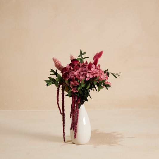 Raspberry Rose Petit in Mini Glazed Vase