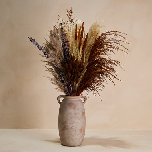Chocolate Dried Flower Set in Ancient Vase