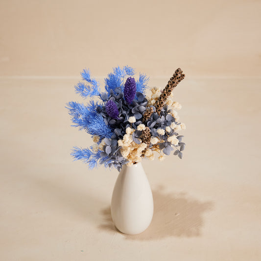 Azure Petit Bouquet in Mini Glazed Vase