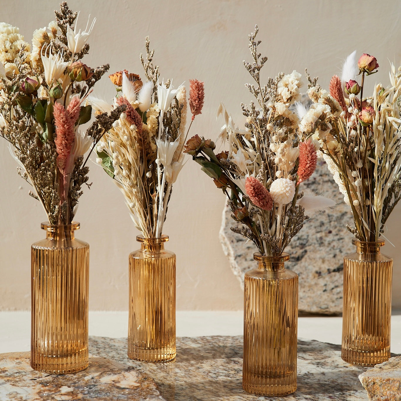 Beige Centerpiece with Amber Vase