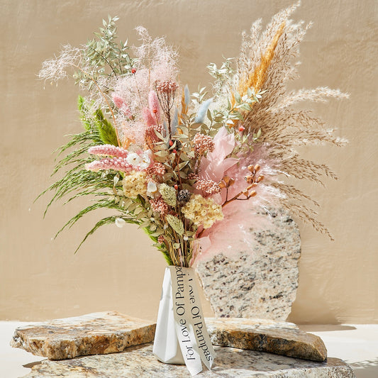 Camellia Dried Bouquet with Vase