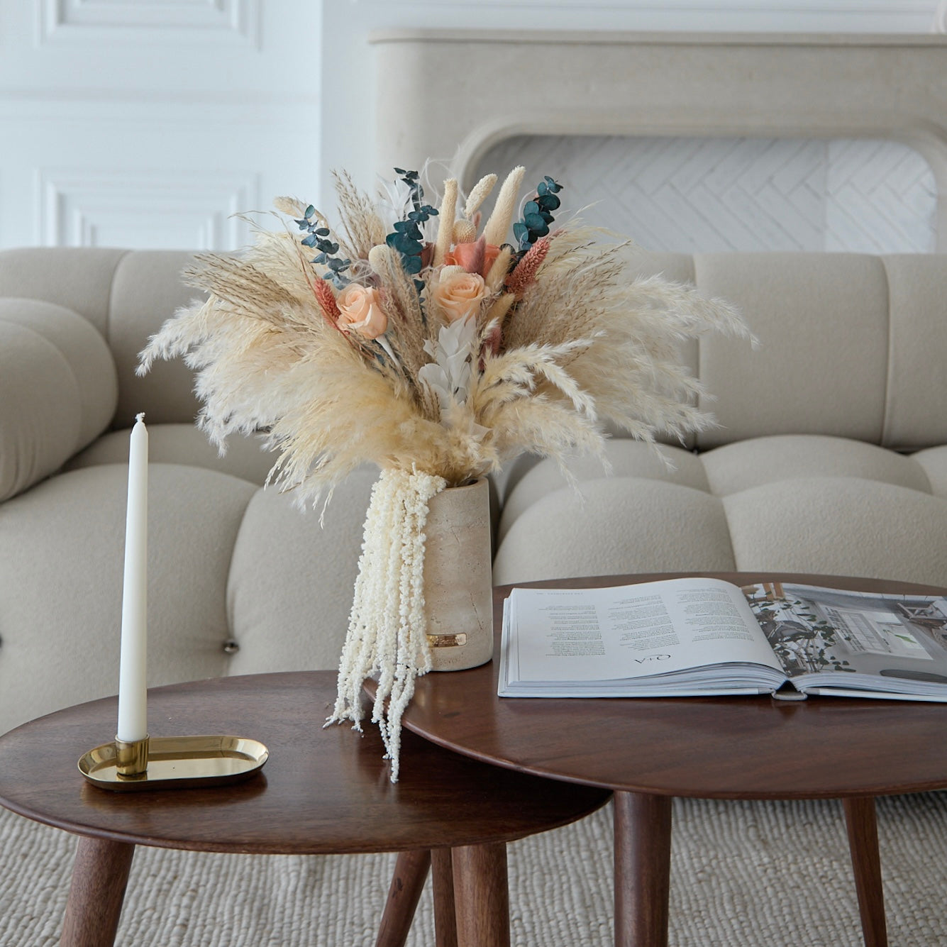 Paris Bouquet with Travertine Vase