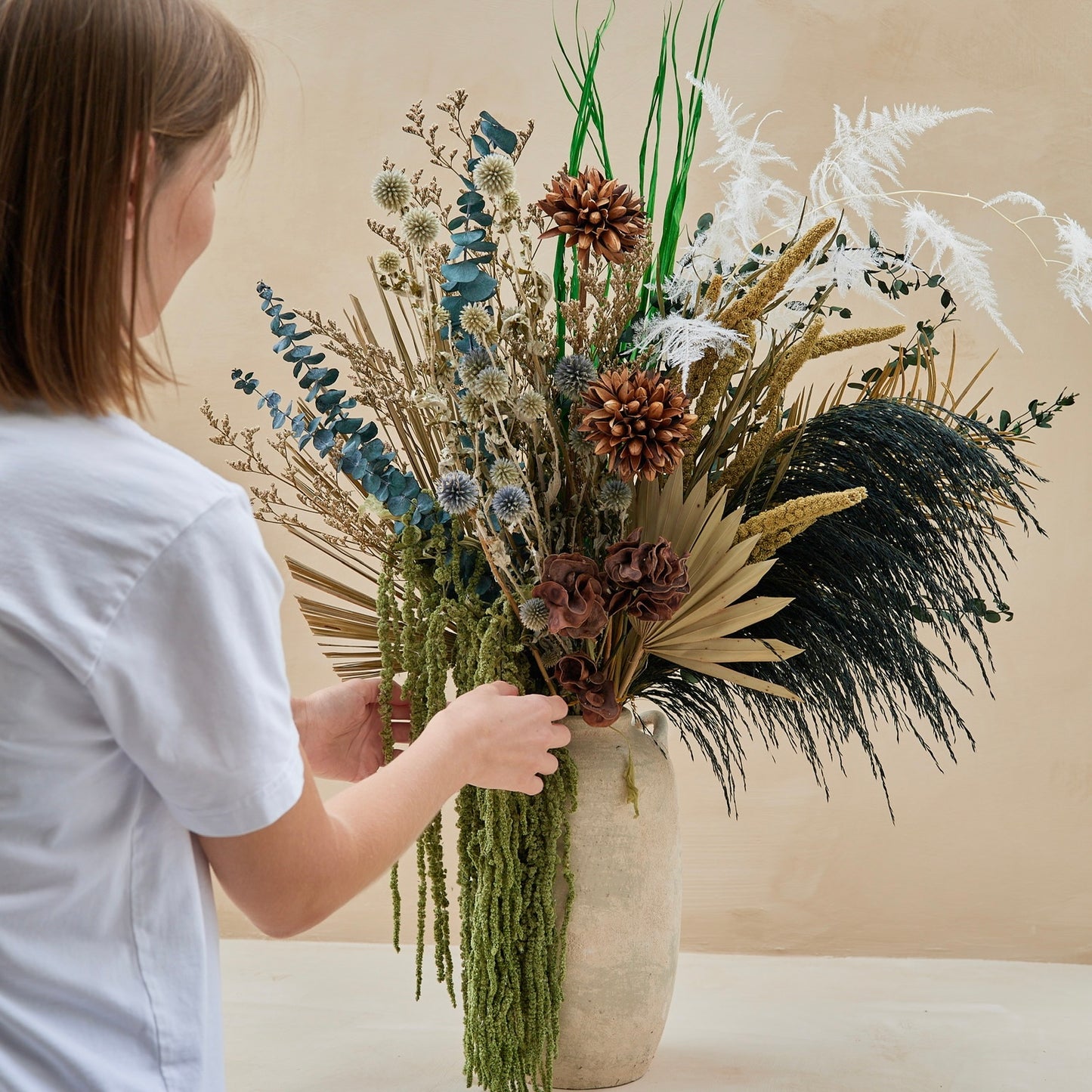 35" Dried Arrangement in Ancient Vase