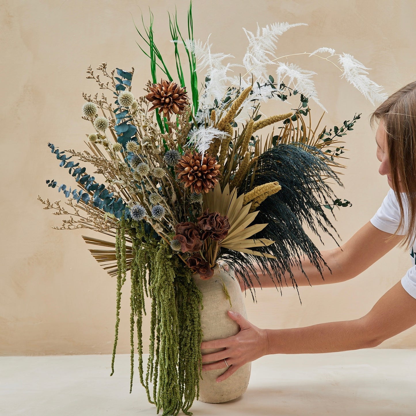 35" Dried Arrangement in Ancient Vase