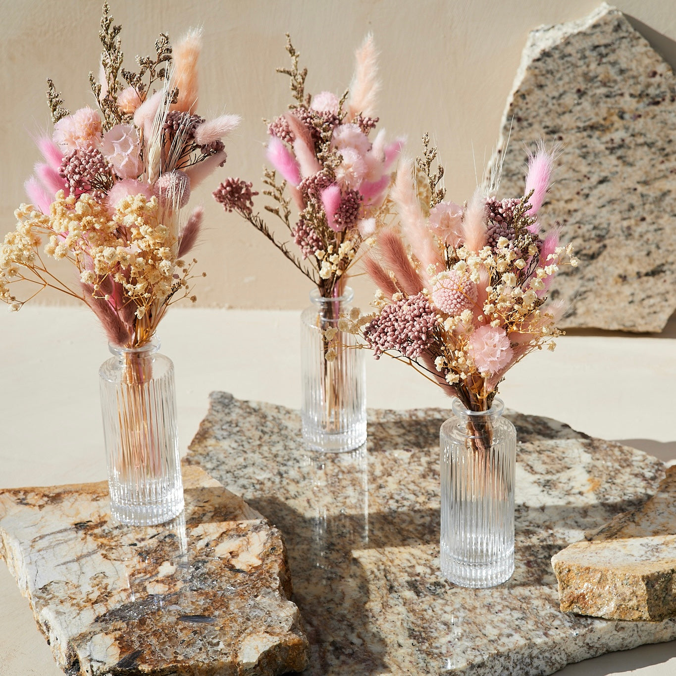 Pink Centerpiece with Clear Vase