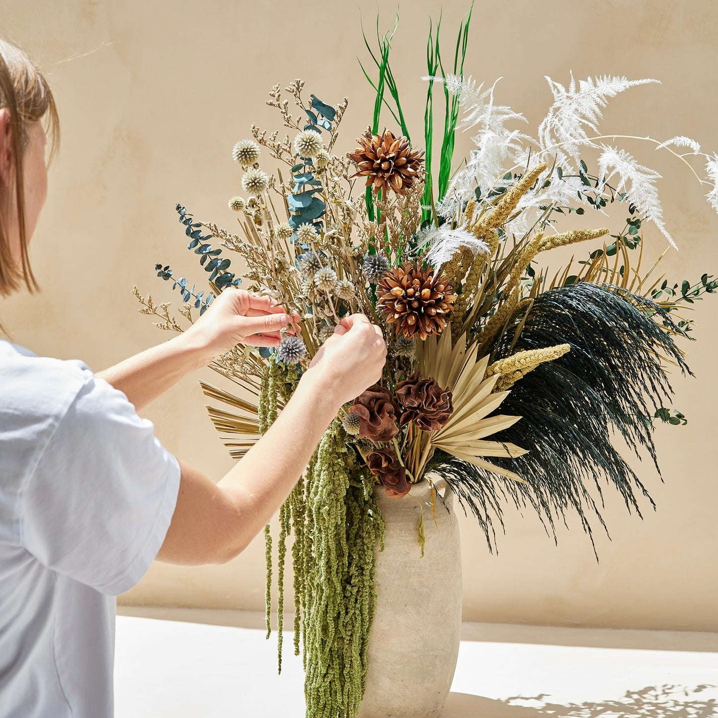 35" Dried Arrangement in Ancient Vase