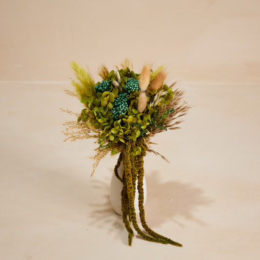 Moss Petit Bouquet in Mini Glazed Vase