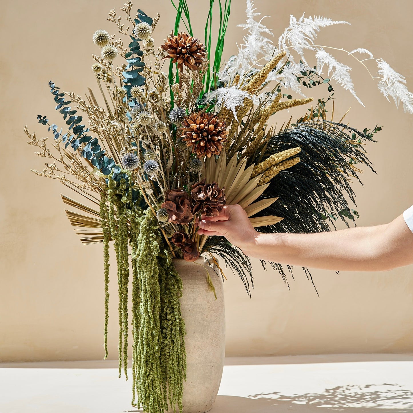 35" Dried Arrangement in Ancient Vase