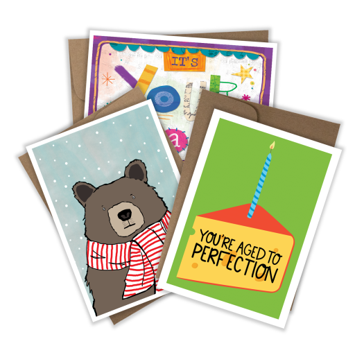 A greeting card laid on top of an envelope