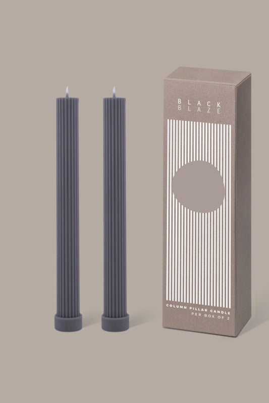 Column Pillar Candle Duo - Gray